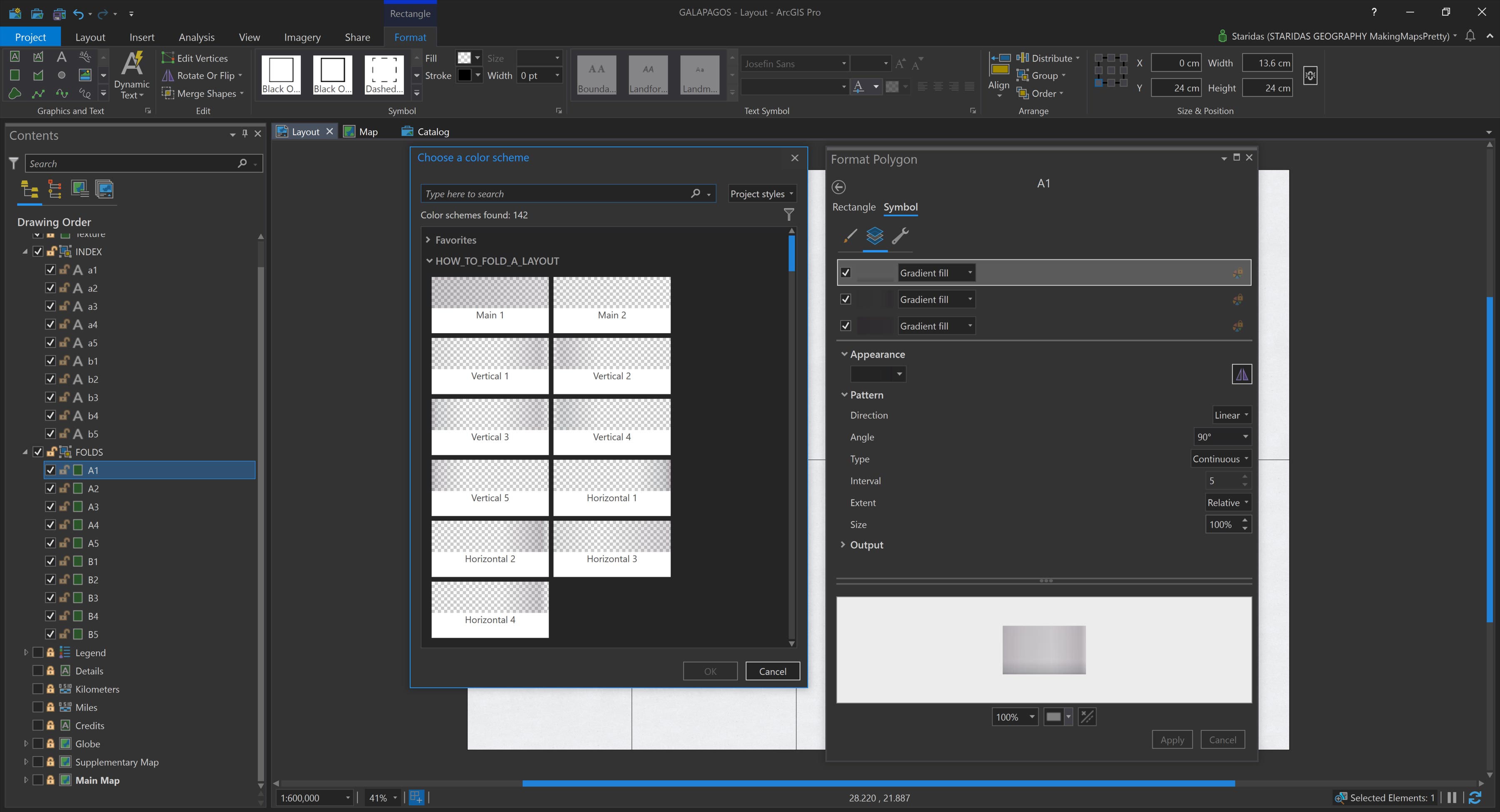 Selecting the Gradients from the Style file in ArcGIS Pro.