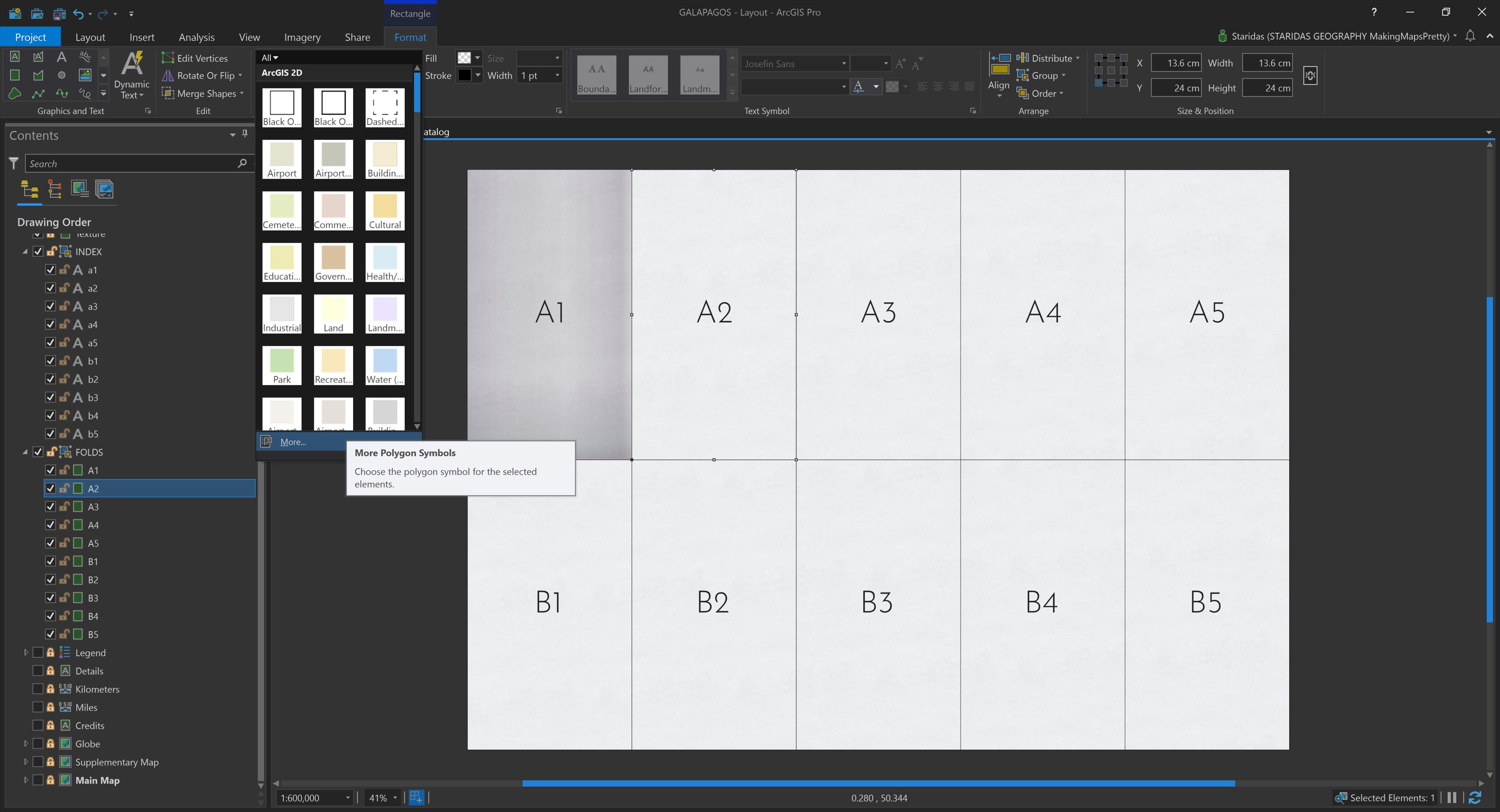 Applying the appropriate symbol from the ArcGIS Pro Style file to each graphic rectangle.