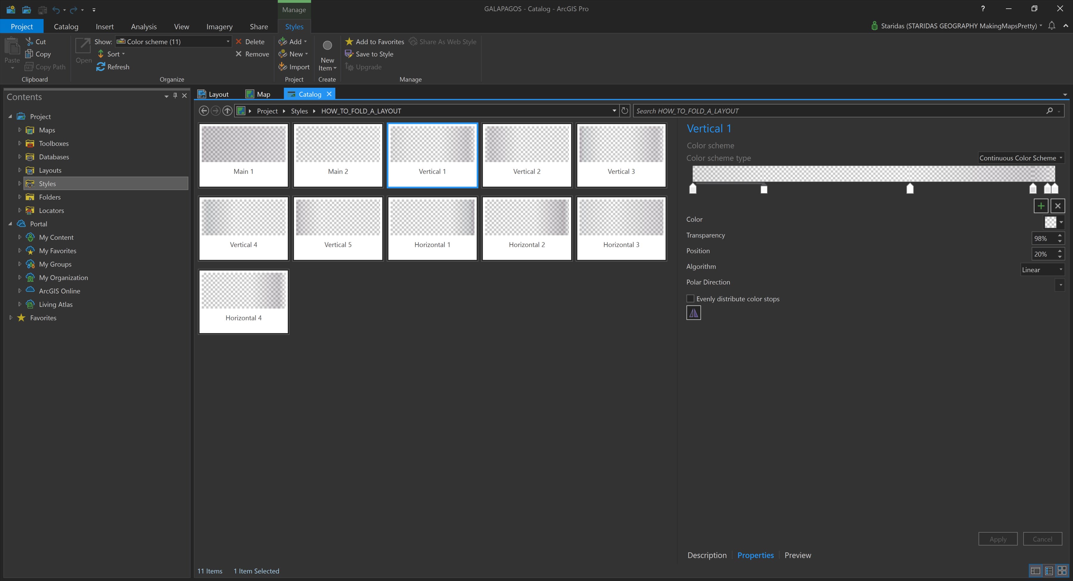 The Gradient fills used to simulate the folds, saved for reuse.