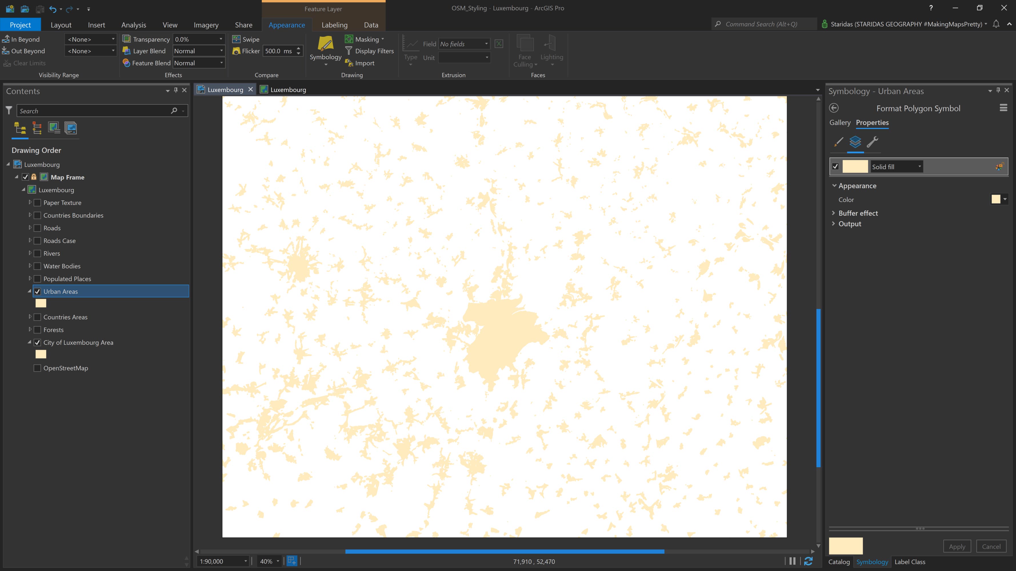 Styling the City of Luxembourg and the Urban Areas.
