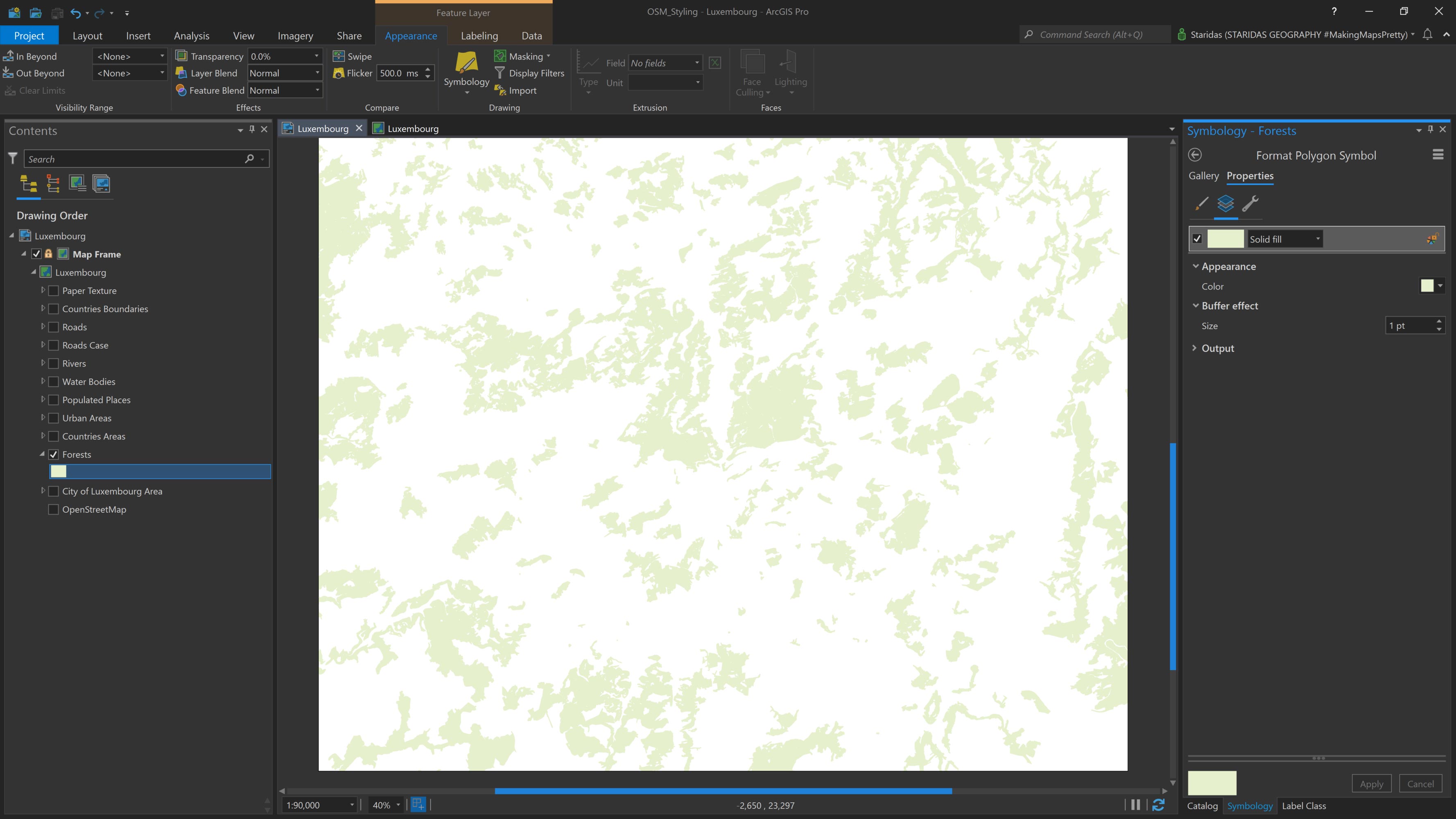 Styling the Forests layer.