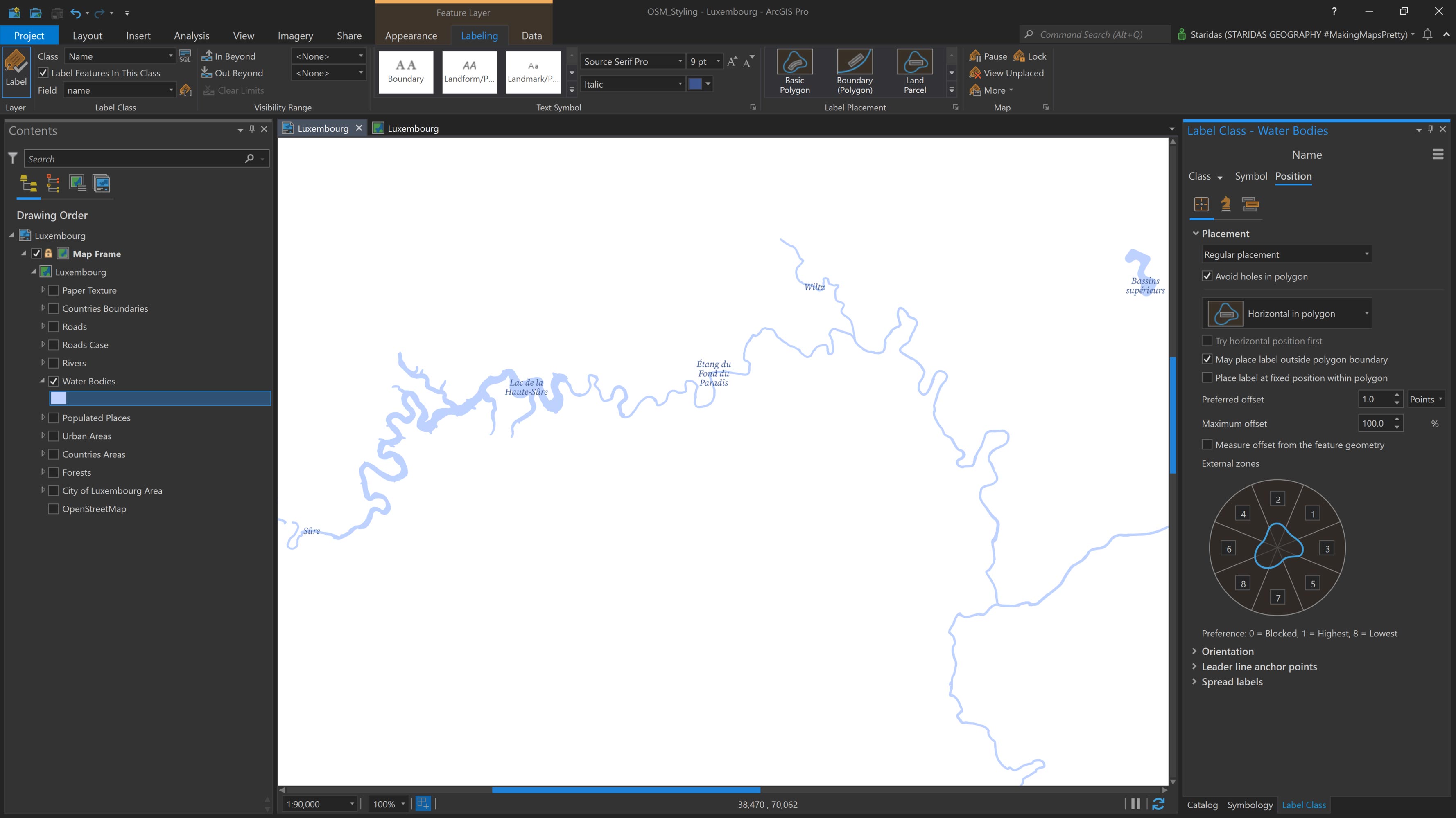 Labelling the Water Bodies.