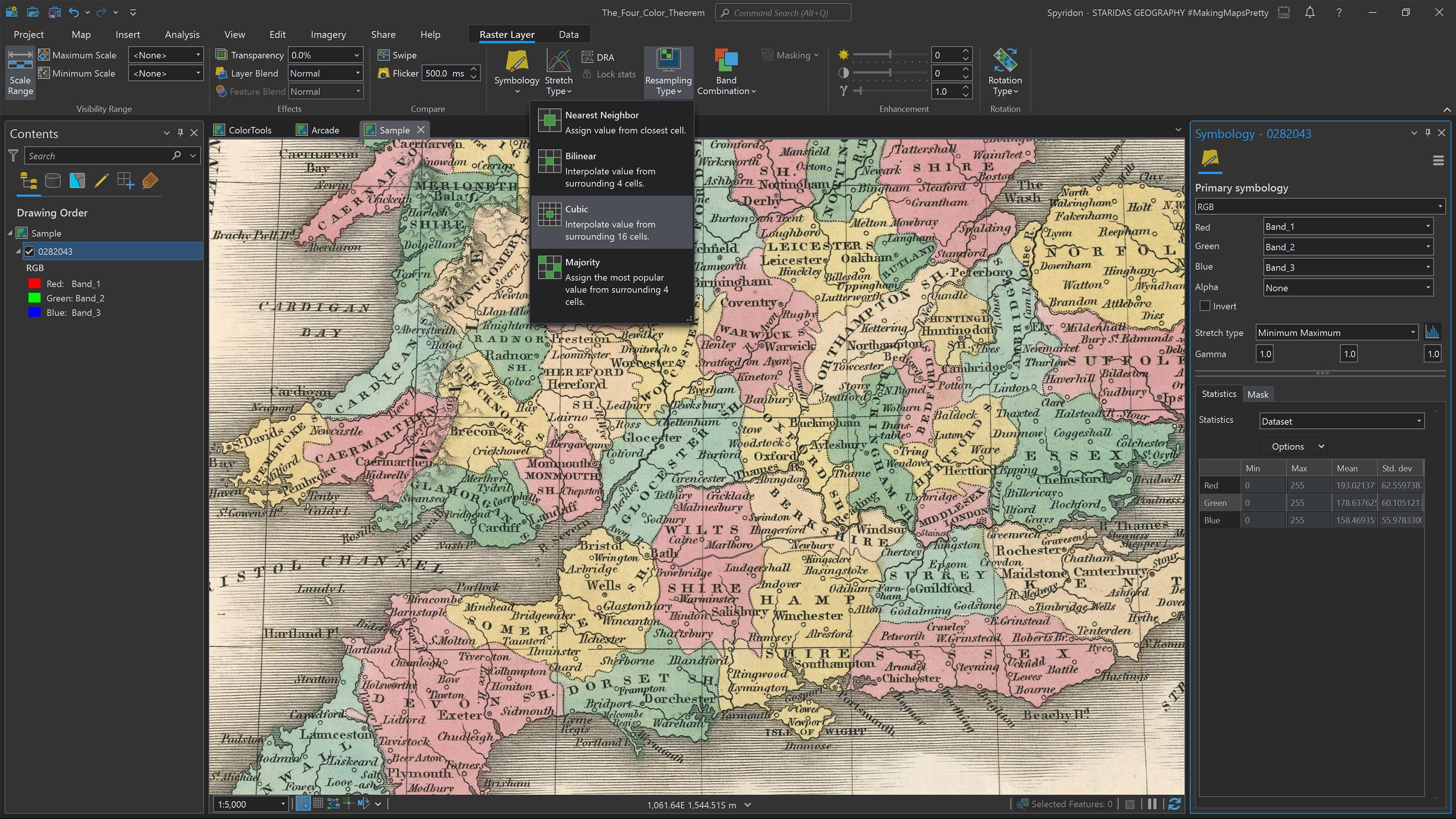 Adding the map from the David Rumsey Map Collection to a new Map in ArcGIS Pro.
