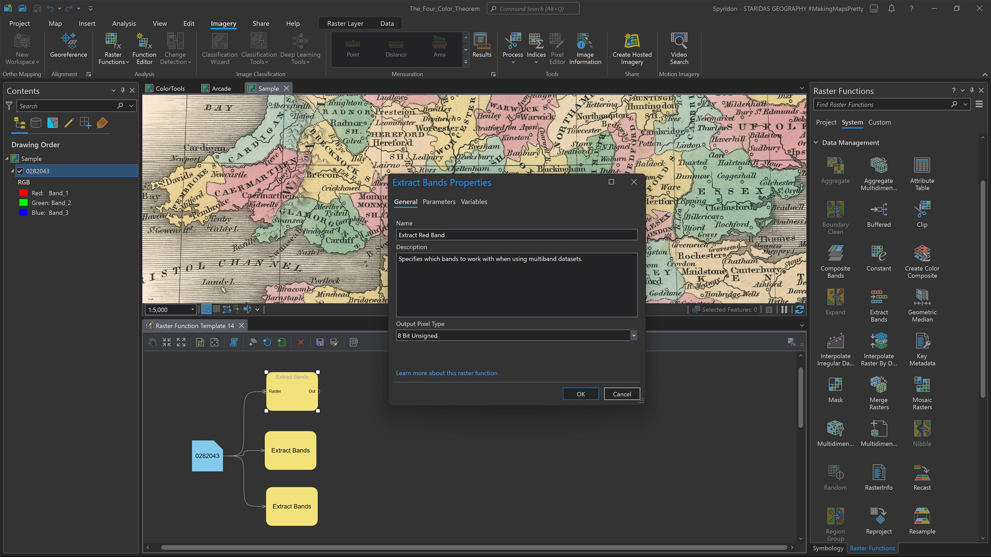 Picture 5: Setting the name and the pixel type at the Extract Bands function.