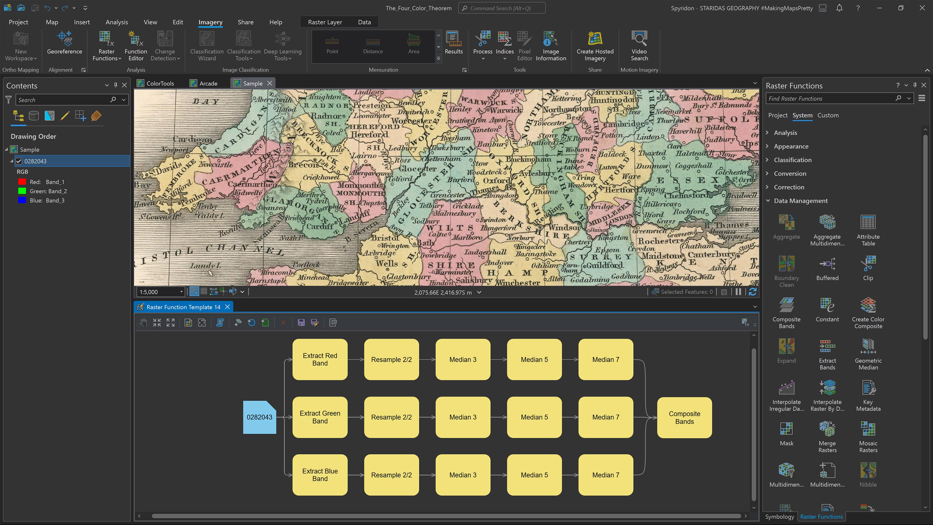 Reforming the three-band map with the Composite Bands function.