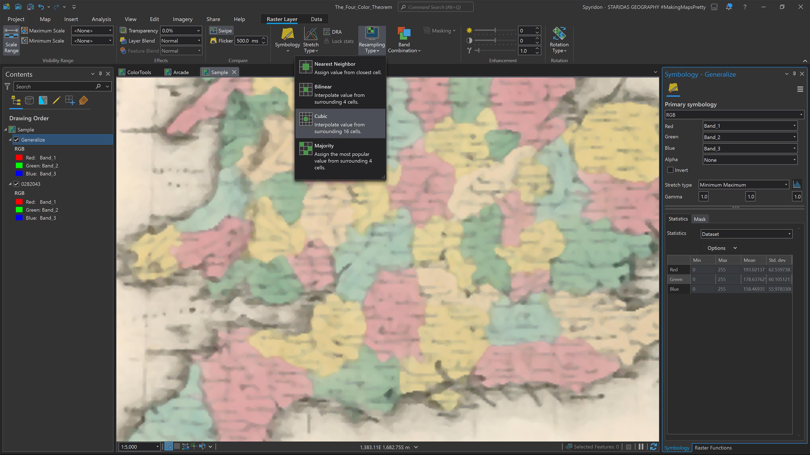 Rendering the newly created Generalize raster.
