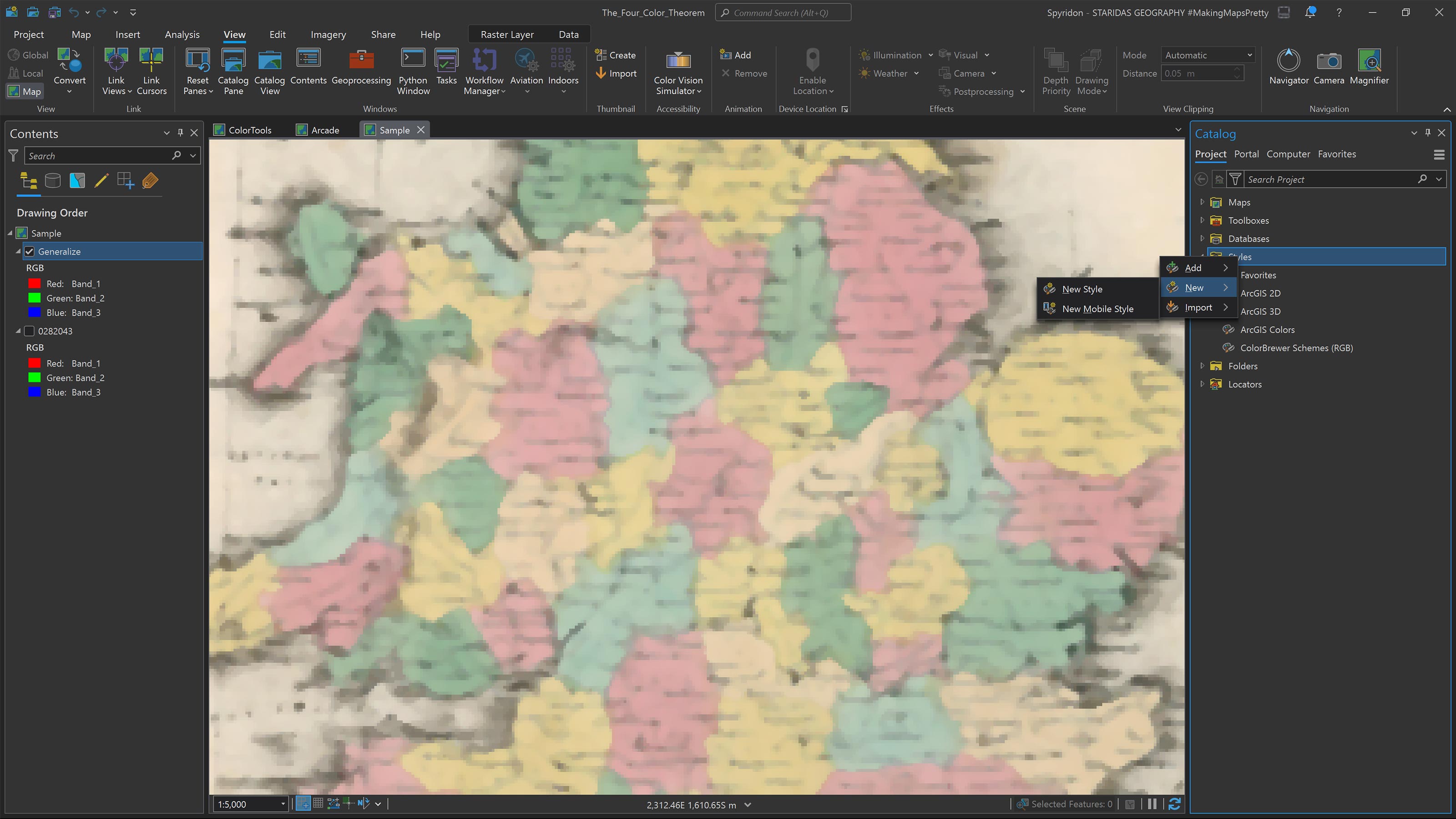 Creating a new style in the current project.