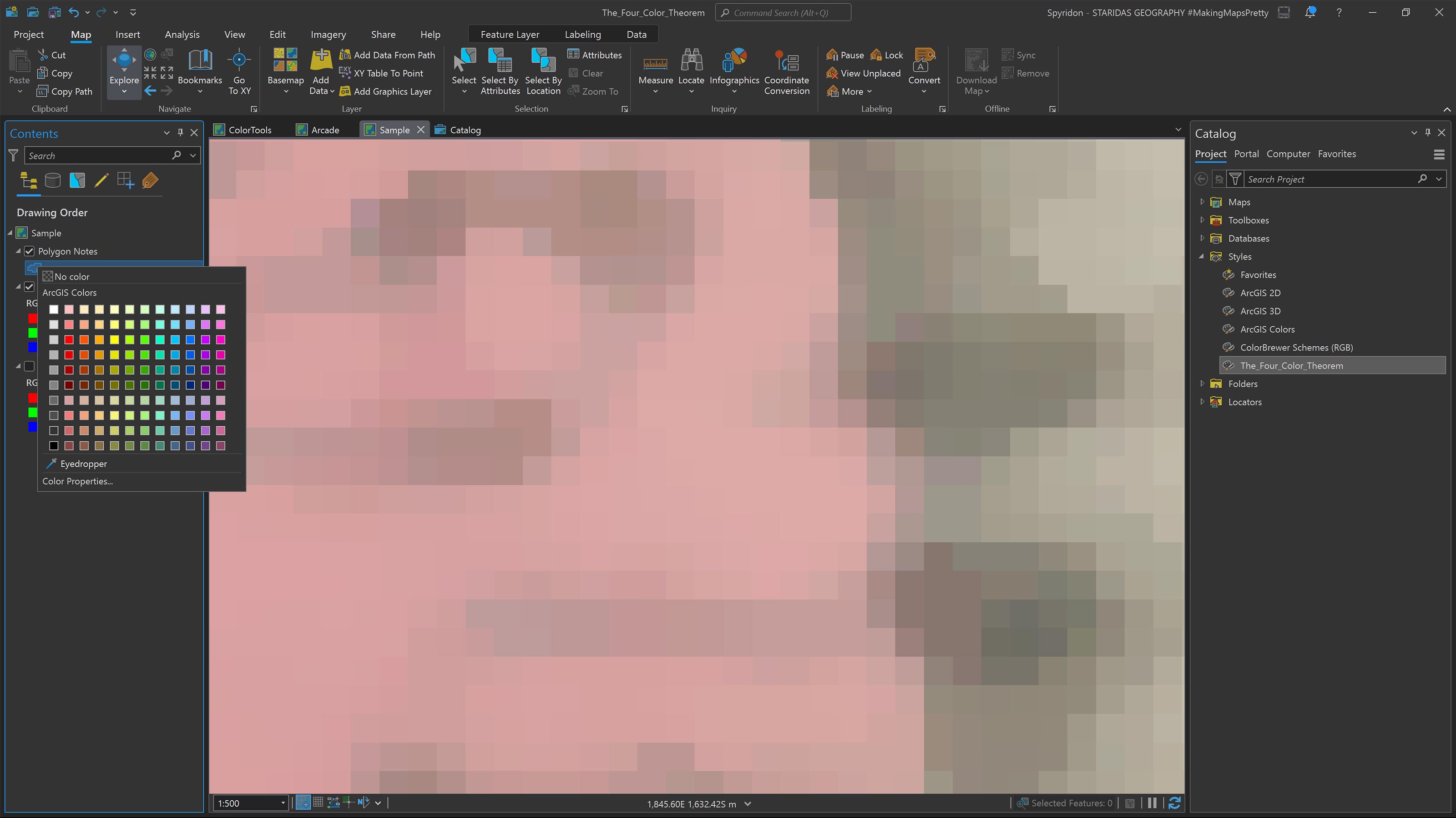 Selecting the Eyedropper tool of the newly created Polygon Map Notes layer.