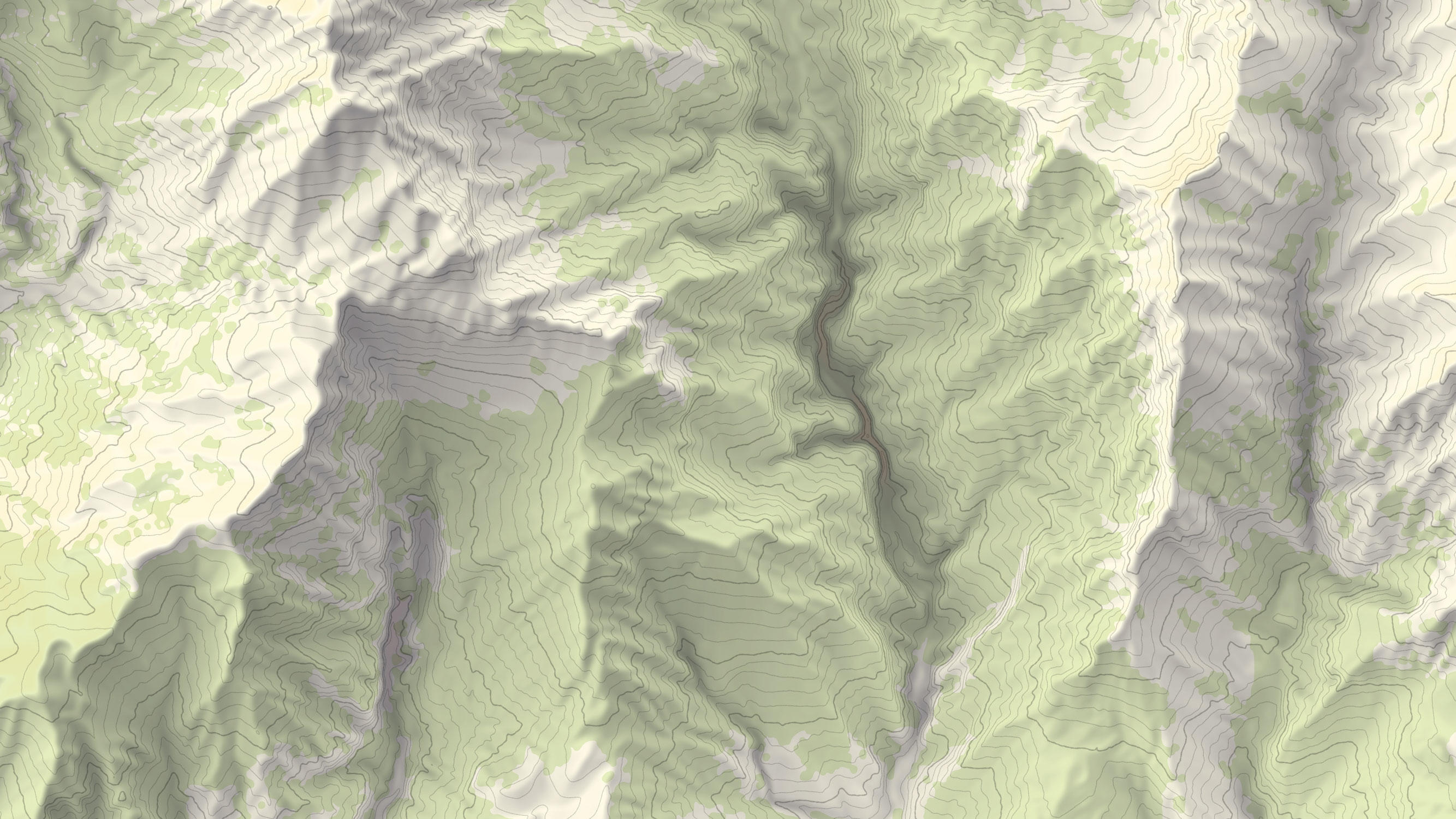 Design process showing the shaded relief and detailed terrain depiction of the Samaria Gorge landscape.