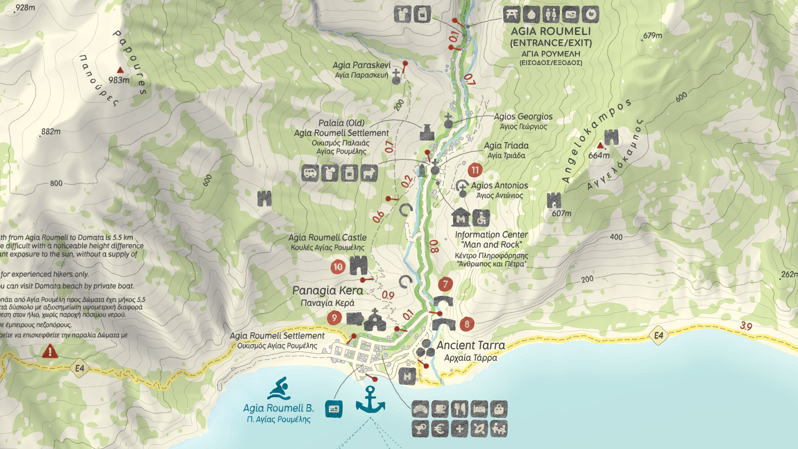 Detailed close-up of the map's typography hierarchy and the hand-rendered style of various point symbols.