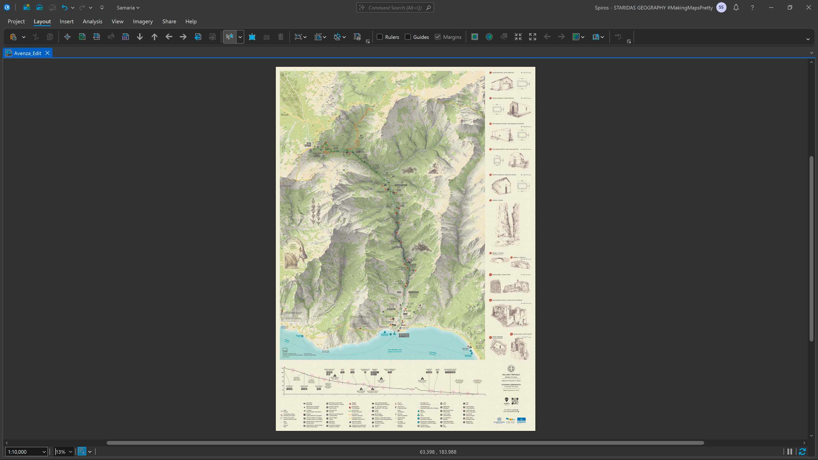 The merged map layout at 1:10,000 scale, prepared for integration as a georeferenced file in the Avenza Maps App.