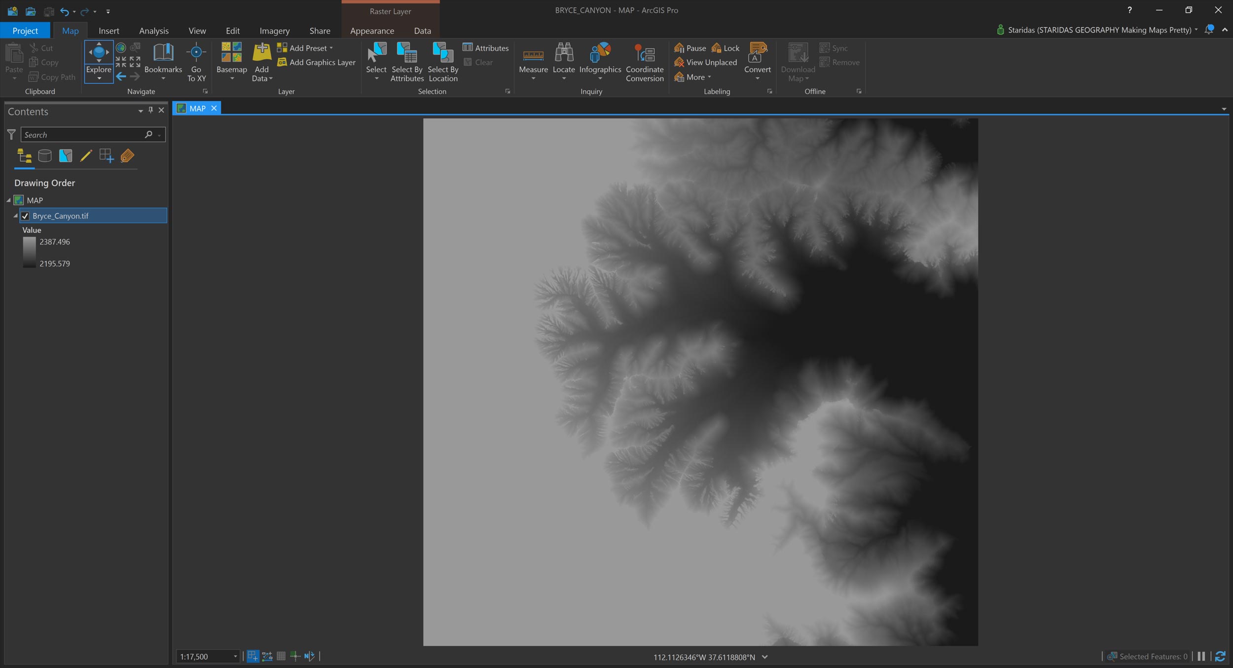 Understanding the Geography of Bryce Canyon in ArcGIS Pro.
