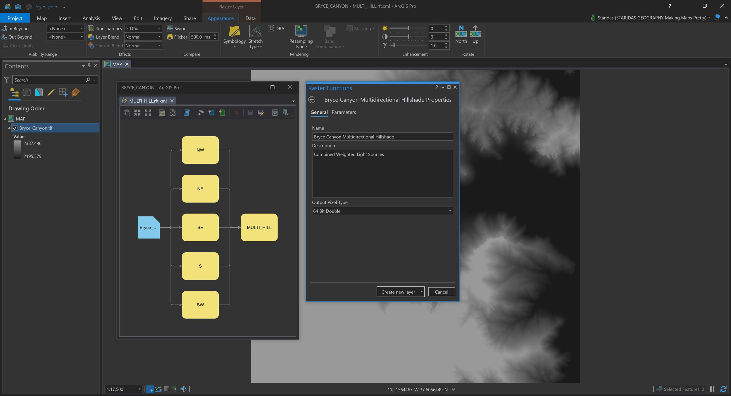 Producing the multi-directional hillshade.