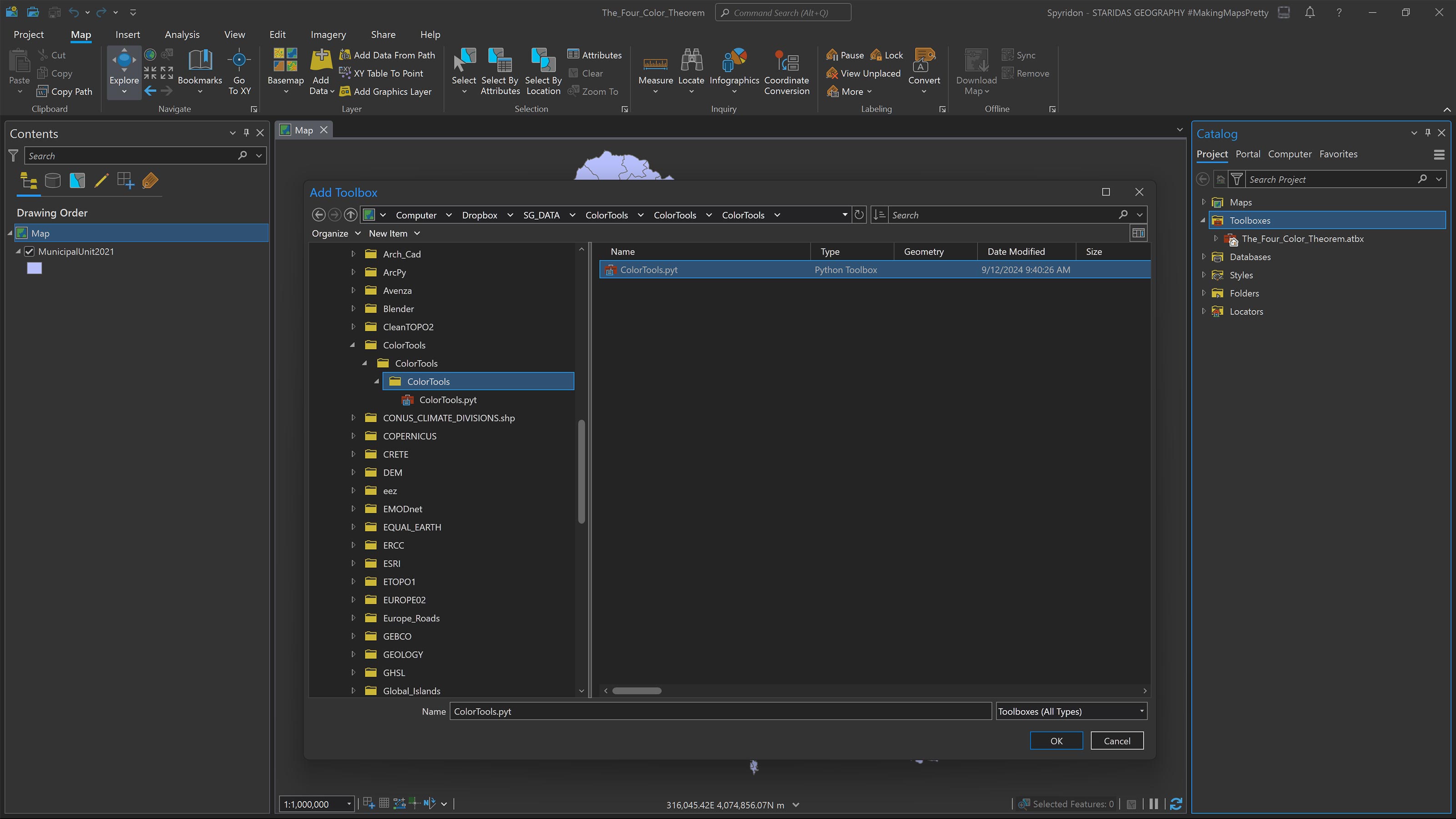 Finding the ColorTools toolbox in my local folder.