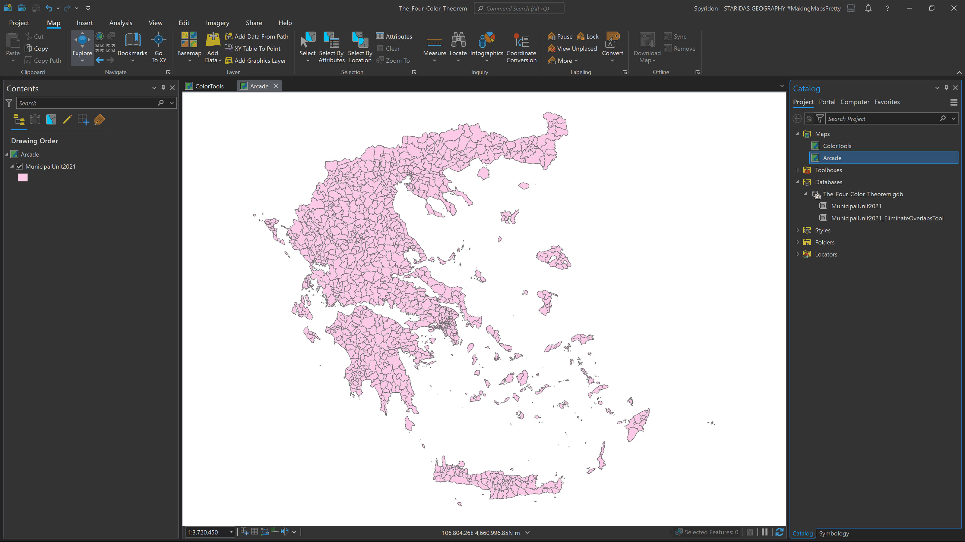 Adding the MunicipalUnit2021 feature class to the map.