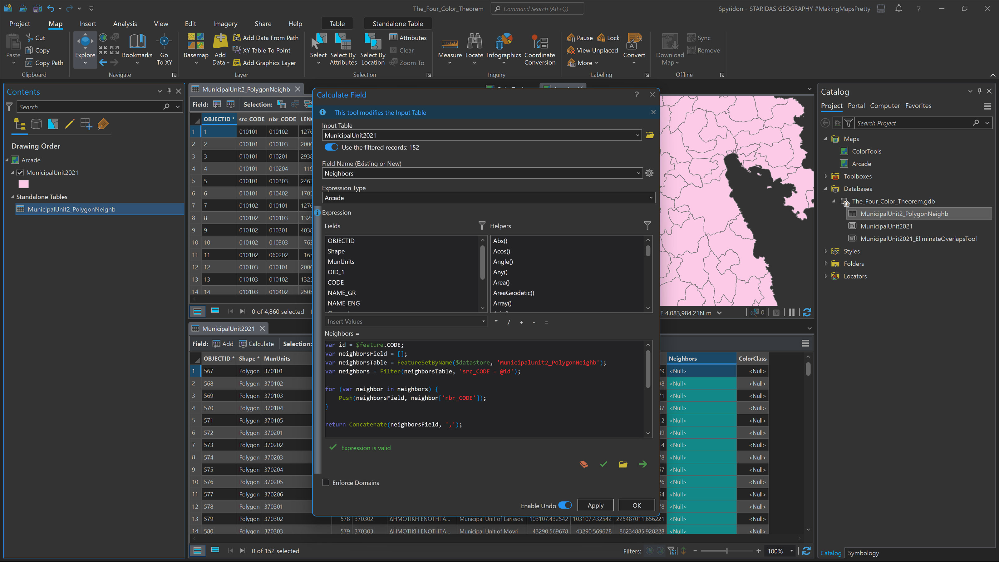 Performing calculation in the Neighbors field with an Arcade expression.