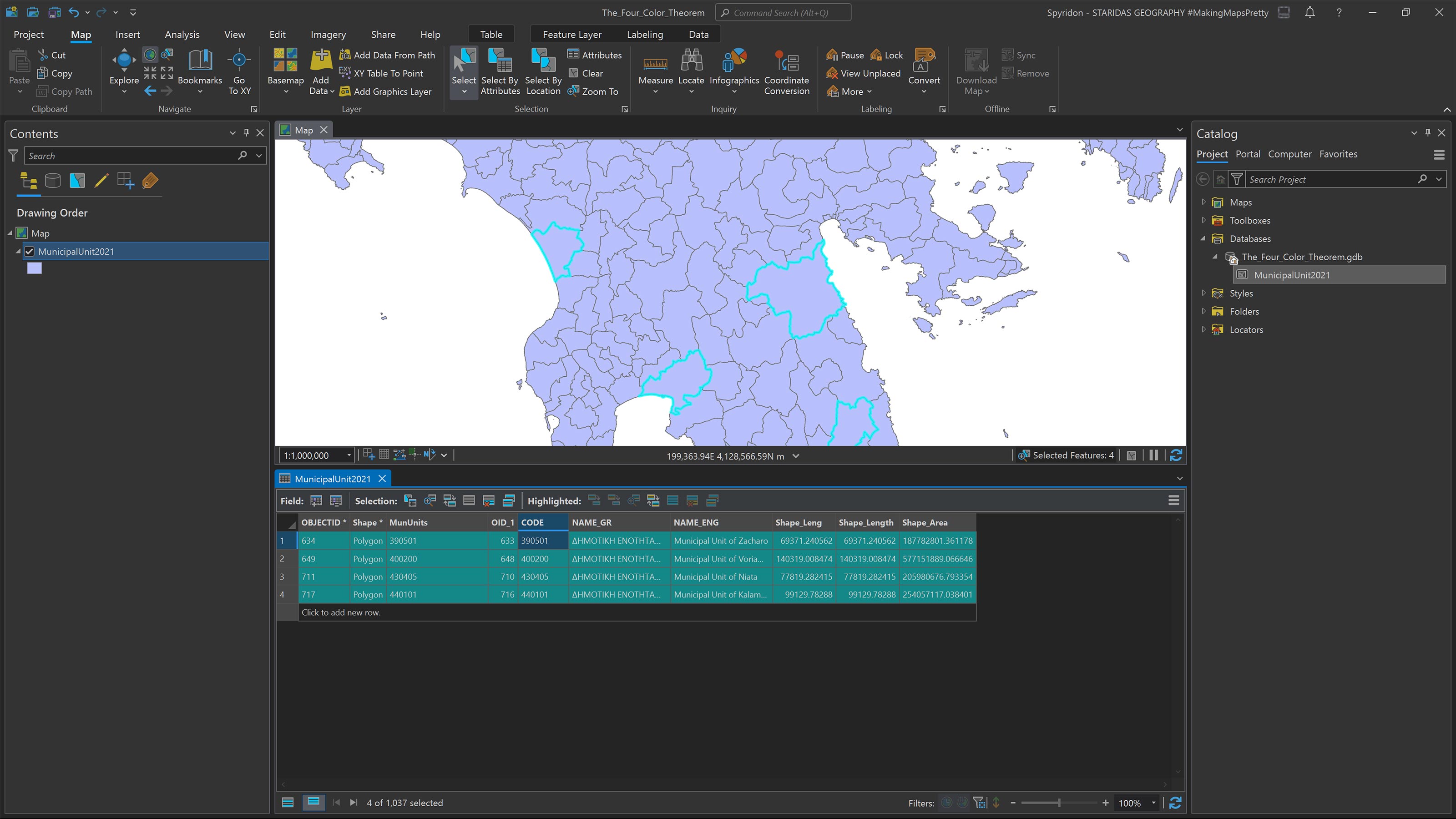 Discovering the CODE field which stores unique identification codes for each feature.