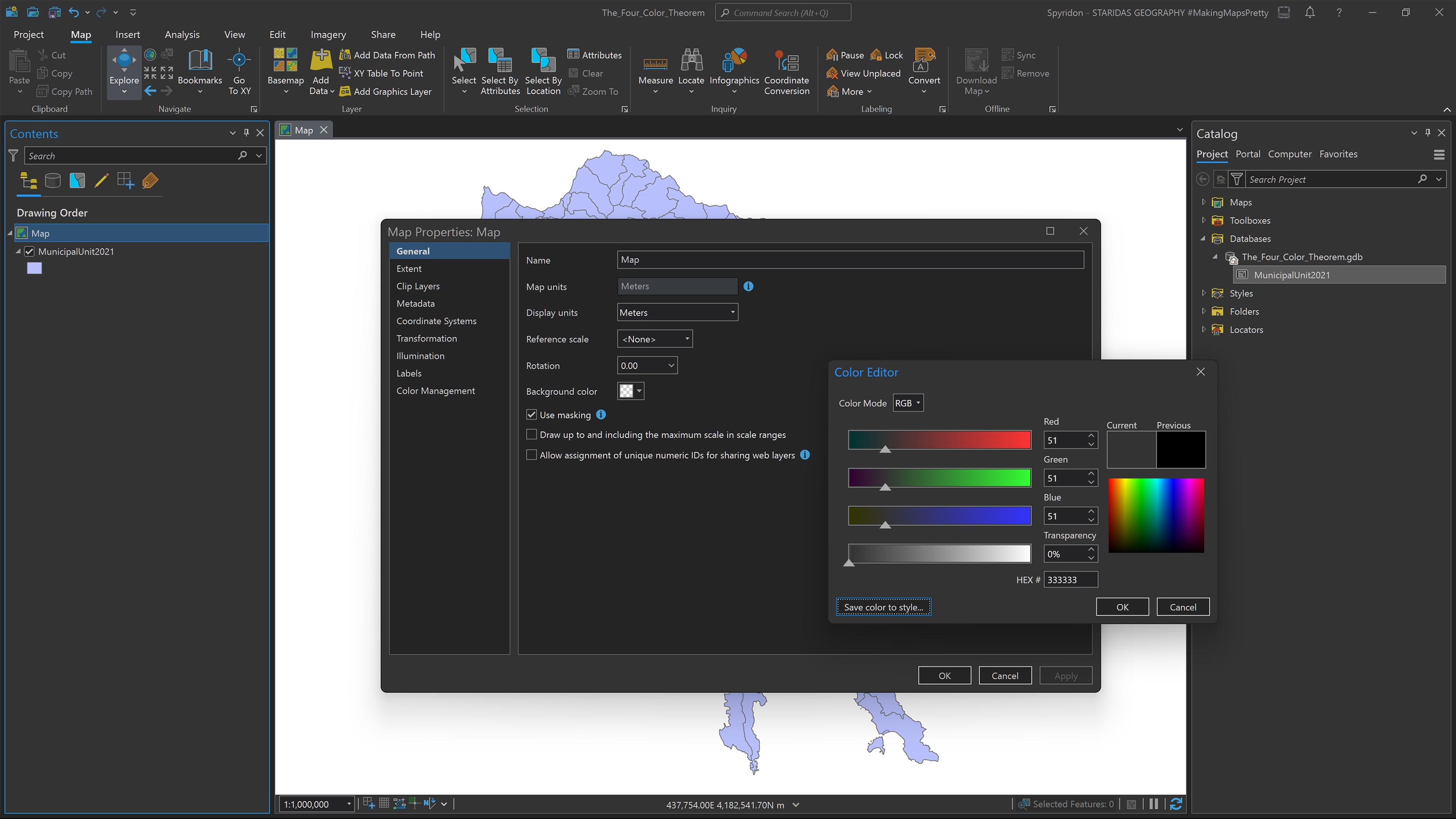 Changing the background color of the map.