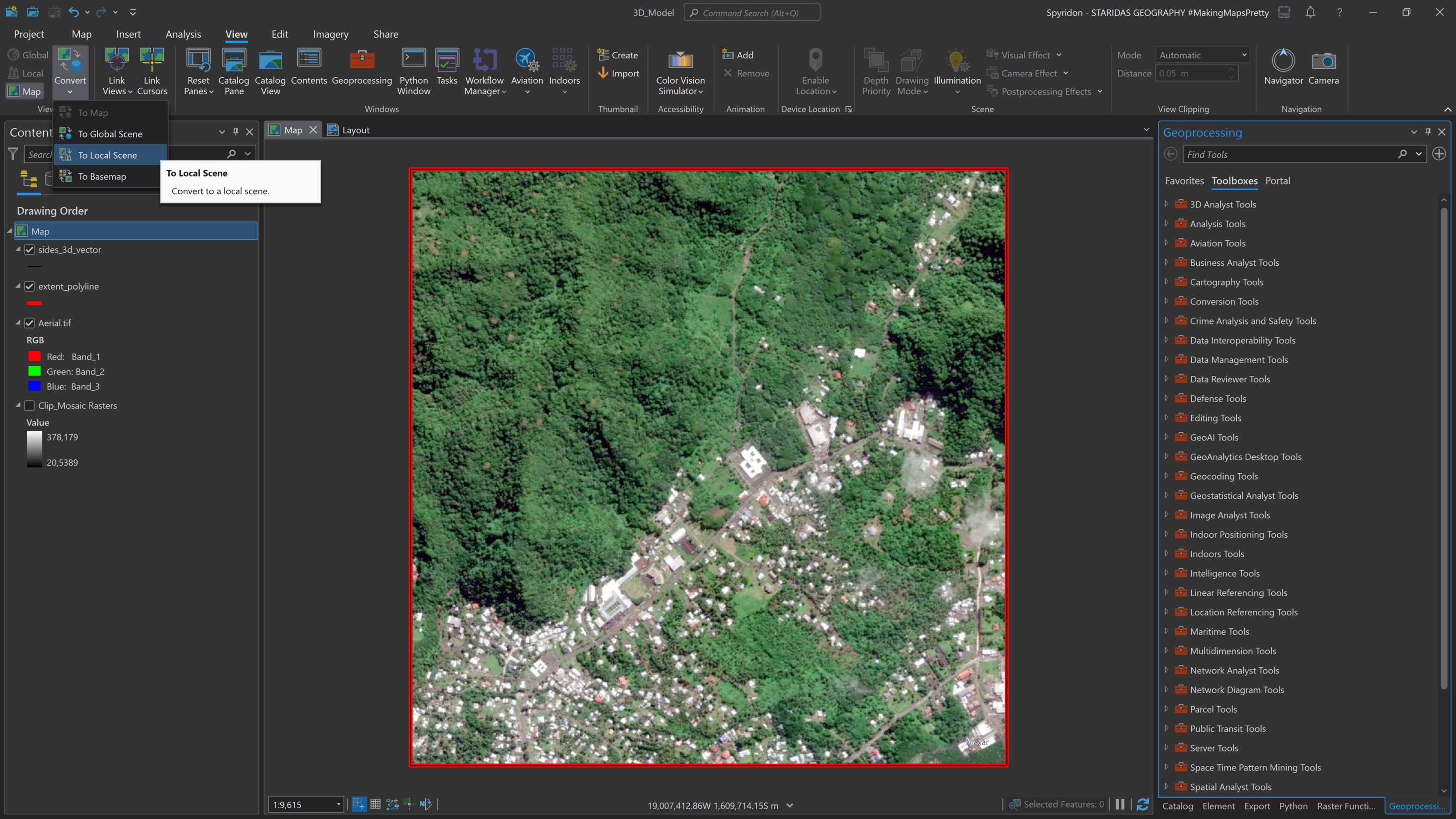 Picture 12: The necessary layers for the 3D model / Converting the Map to a Local Scene.
