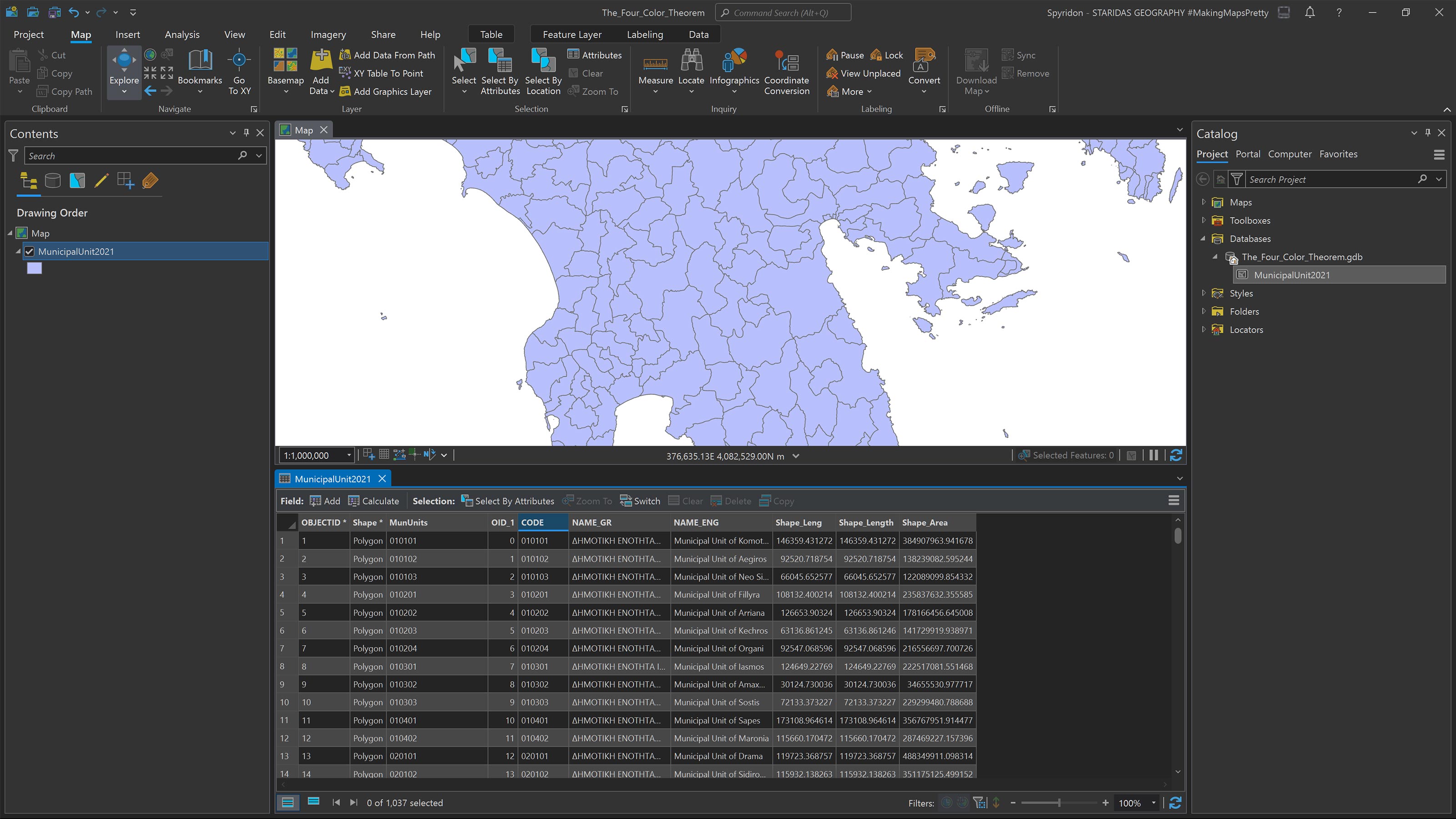 Picture 4: Exploring the fields of the attribute table of the dataset for a potential way to apply a definition query.